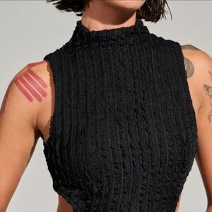 AKIRA LET LOOSE OPEN TIE BACK BLACK BLOUSE NWT